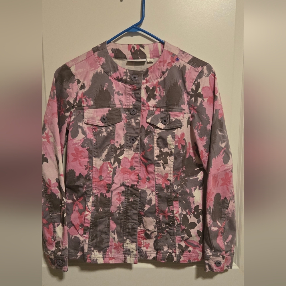 Pink and Gray Artistic Jean Jacket